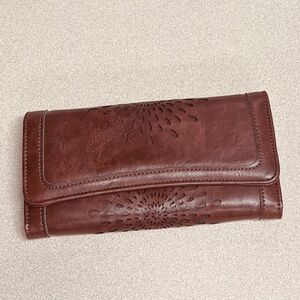 APHISON Brown Folding Wallet Cutout Design Multiple Card Slots Women’s